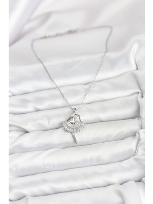 Fantastik Store 316L Çelik Gümüş Renk Balerin Model Kadın Kolye - Lisinya