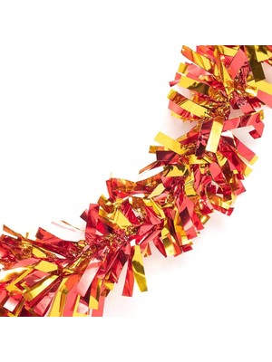 Fantastik Store Kırmızı Altın Renk 4 cm Genişlik Garland Çift Renk Sim Süs 180 cm - Lisinya