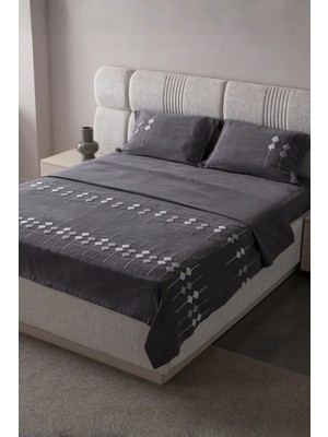 Swita Zen Baklava Desen Çift Kişilik Nakışlı Yatak Örtüsü Seti Şönil Kumaş Punch Nakışlı 240X260CM