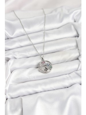 Fantastik Store 316L Çelik Zincir Gümüş Renk Zirkon Taşlı Kelebekli Kadın Kolye - Lisinya