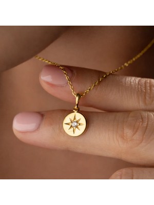 Supertrend Gümüş Gold Minimal Yıldız Kadın Kolye