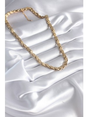 Fantastik Store 316L Çelik Gold Renk Lazer Kesim Arpa Zincir Model Kadın Kolye - Lisinya