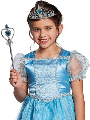 Fantastik Store Karlar Ülkesi Elsa Mavi Kalpli Taç ve Mavi Asa Seti Çocuk Boy - Lisinya