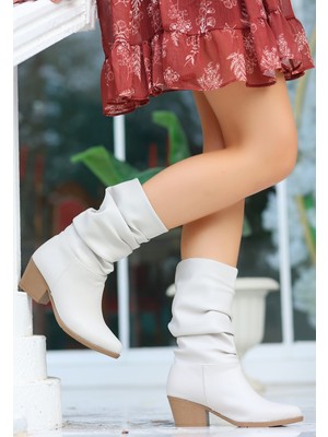 Fantastik Store Yior Bej Cilt Topuklu Bot - Lisinya