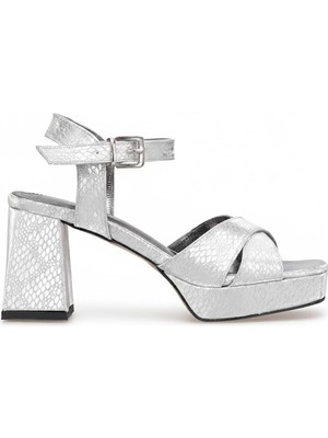 Ayakkabı Fuarı Elit PM08 K99-1T Kadın Klasik Topuklu Ayakkabı Gümüş