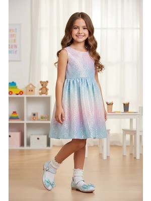 Ayakkabı Fuarı Elit HY-F-509-26Y Filet Kız Çocuk Babet Mavi