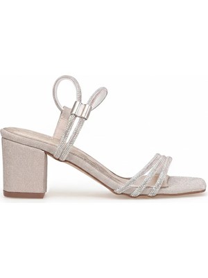 Ayakkabı Fuarı Elit PM309 K647-4 Kadın Taşlı Klasik Topuklu Ayakkabı Altın