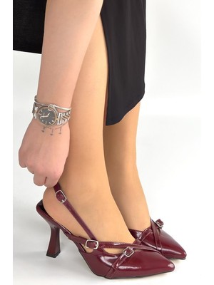 Fantastik Store Tetti Bordo Rugan Topuklu Ayakkabı - Lisinya