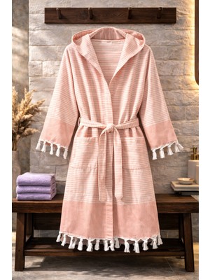 Hig Store %100 Pamuk Dokuma Kapüşonlu Cepli Unisex Pike Bornoz Ultra Yumuşak (M/l/xl) Beden