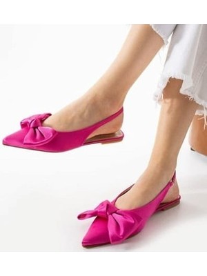 Fantastik Store Cenya Fuşya Saten Babet Ayakkabı - Lisinya