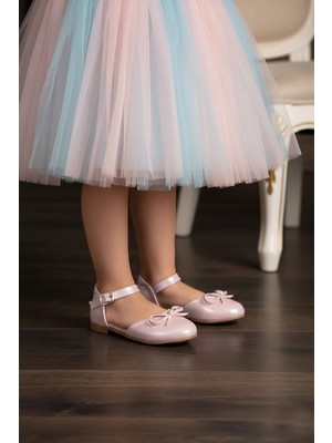 Ayakkabı Fuarı Elit A-F-BIYIK-26Y Filet Kız Çocuk Babet Pudra