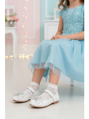 Ayakkabı Fuarı Elit HY-F-509-26Y Filet Kız Çocuk Babet Sedef