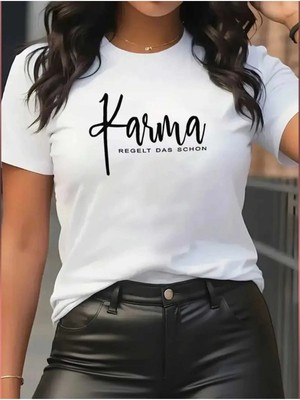 Divin Desenli Kadın T-Shirt, Günlük Grafik T-Shirt