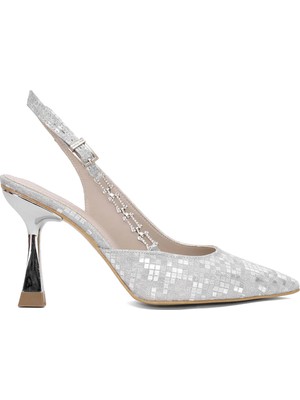 Ayakkabı Fuarı Elit PM450 K3028T Kadın Klasik Topuklu Ayakkabı Gümüş