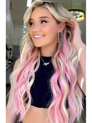 Caş Dekorasyon Pembe Renk Dalgalı Yan Çıtçıt Postiş-50 Cm- (2 Adet)