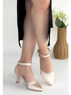 Fantastik Store Mejja Bej Saten Topuklu Ayakkabı - Lisinya