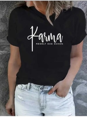 Divin Desenli Kadın T-Shirt, Günlük Grafik T-Shirt