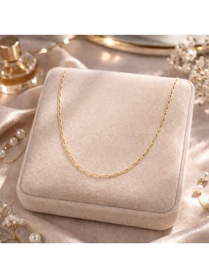 Gold Renk Ataç Model 925 Ayar Gümüş Zincir
