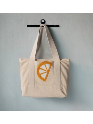 Swita Punch Işlemeli Desenli Keten Omuz Çantası, Plaj Çantası, El Çantası %100 Pamuk 36X29 cm