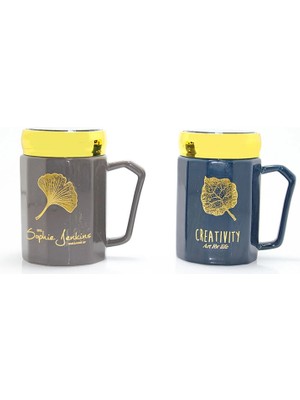 Livenda Ayna Kapaklı Porselen Kupa Bardak