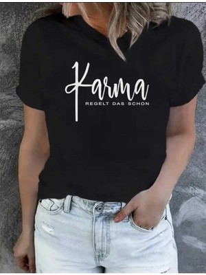 Divin Desenli Kadın T-Shirt, Günlük Grafik T-Shirt