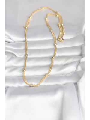 Fantastik Store cm 14K Gold Renk Topçuk Model 60 cm Kadın Kolye - Lisinya