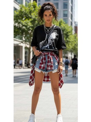 Divin Washed Effect Baskılı Kadın Oversıze T-Shirt