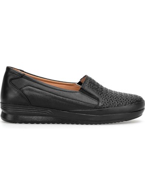 Ayakkabı Fuarı Elit 26YSLCLY01C Kadın Hakiki Deri Casual Ayakkabı Siyah