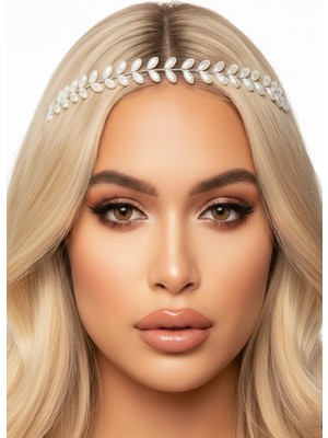 Caş Dekorasyon Gümüş Renk Incili Saç Aksesuarı Alınlık