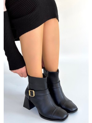 Fantastik Store Mejjo Siyah Cilt Topuklu Bot - Lisinya