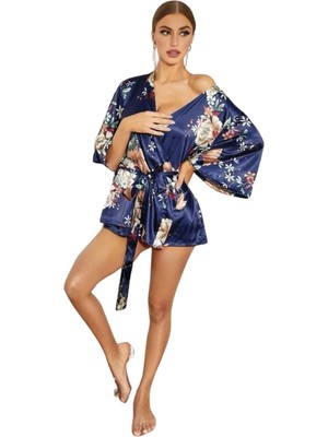 For Dreams Kimeno Sabahlık Çicek Desenli