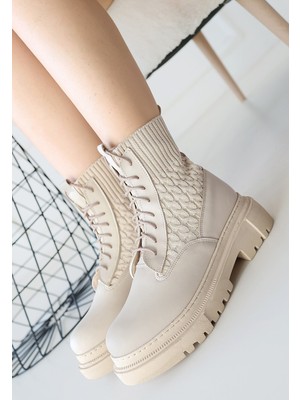 Fantastik Store Utag Bej Cilt Bağcıklı Bot - Lisinya