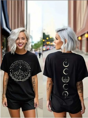 Divin Desenli Kadın T-Shirt, Günlük Grafik T-Shirt