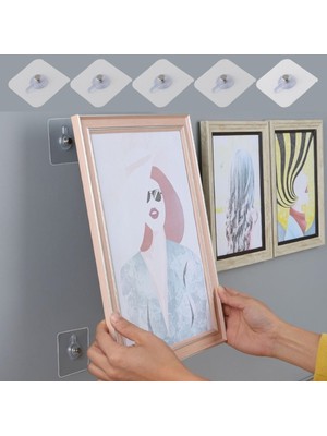 Fantastik Store 5 Li Yapışkanlı Mutfak Banyo Raf Tutucu Askı Pin Çerçeve Çok Amaçlı Askısı - Lisinya