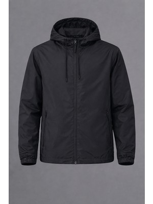 Damga Erkek Basic Günlük Siyah Yağmurluk & Rüzgarlık