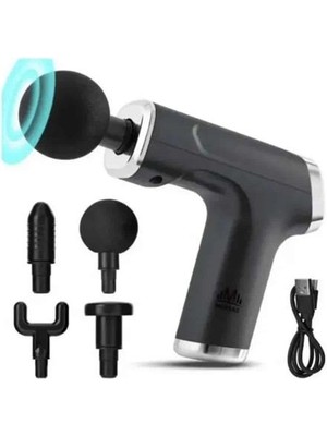 Karahanbey Profesyonel Masaj Tabancası Sporcu Masaj Aleti 4 Başlıklı Şarjlı Titreşimli - Lisinya