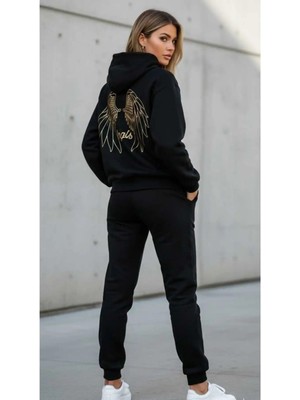 Divin Kadın Baskılı I Oversize Sweatahırt -Eşofman Altı 2li Takım