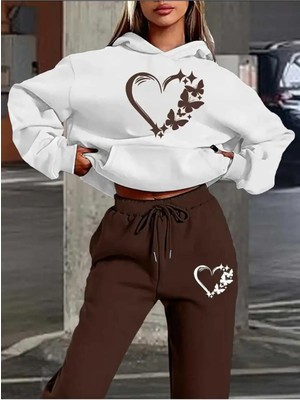 Divin Kadın Baskılı I Oversize Sweatahırt -Eşofman Altı 2li Takım