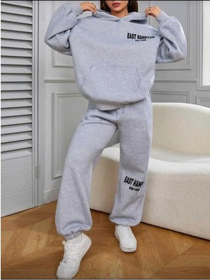 Divin Kadın Baskılı I Oversize Sweatahırt -Eşofman Altı 2li Takım