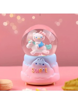 Livenda Hello Kitty Içi Dönmeli Püskürtmeli Işıklı Müzikli Kar Küresi Büyük Boy Model 2