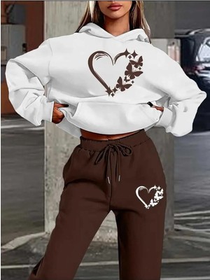 Divin Kadın Baskılı I Oversize Sweatahırt -Eşofman Altı 2li Takım