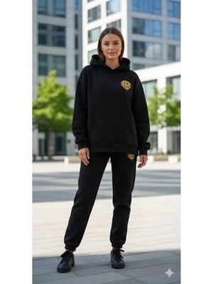 Divin Kadın Baskılı I Oversize Sweatahırt -Eşofman Altı 2li Takım