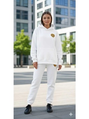 Divin Kadın Baskılı I Oversize Sweatahırt -Eşofman Altı 2li Takım