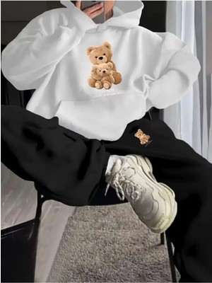 Divin Kadin Baskılı Oversize Sweatahırt -Eşofman Altı 2li Takım