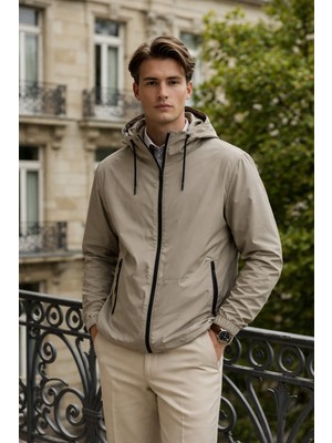 Damga Erkek Günlük Premium Casual Astarlı Kahve Yağmurluk