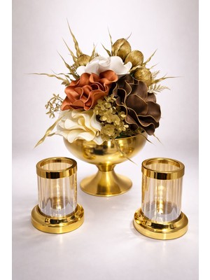 Maviessa Gold Ayaklı Eva Aranjman Mumluk Seti