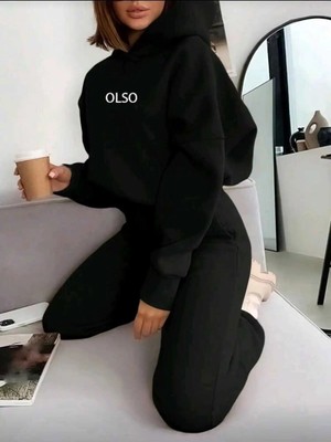 Divin Kadın Baskılı I Oversize Sweatahırt -Eşofman Altı 2li Takım