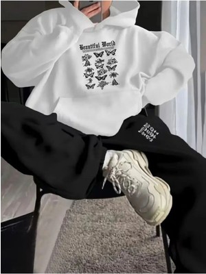 Divin Kadin Baskılı Oversize Sweatahırt -Eşofman Altı 2li Takım