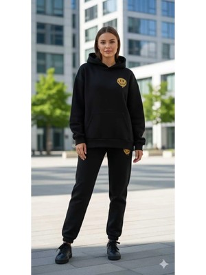 Divin Kadın Baskılı I Oversize Sweatahırt -Eşofman Altı 2li Takım