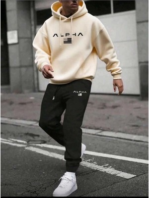 Divin Unısıx Baskılı I Oversize Sweatahırt -Eşofman Altı 2li Takım